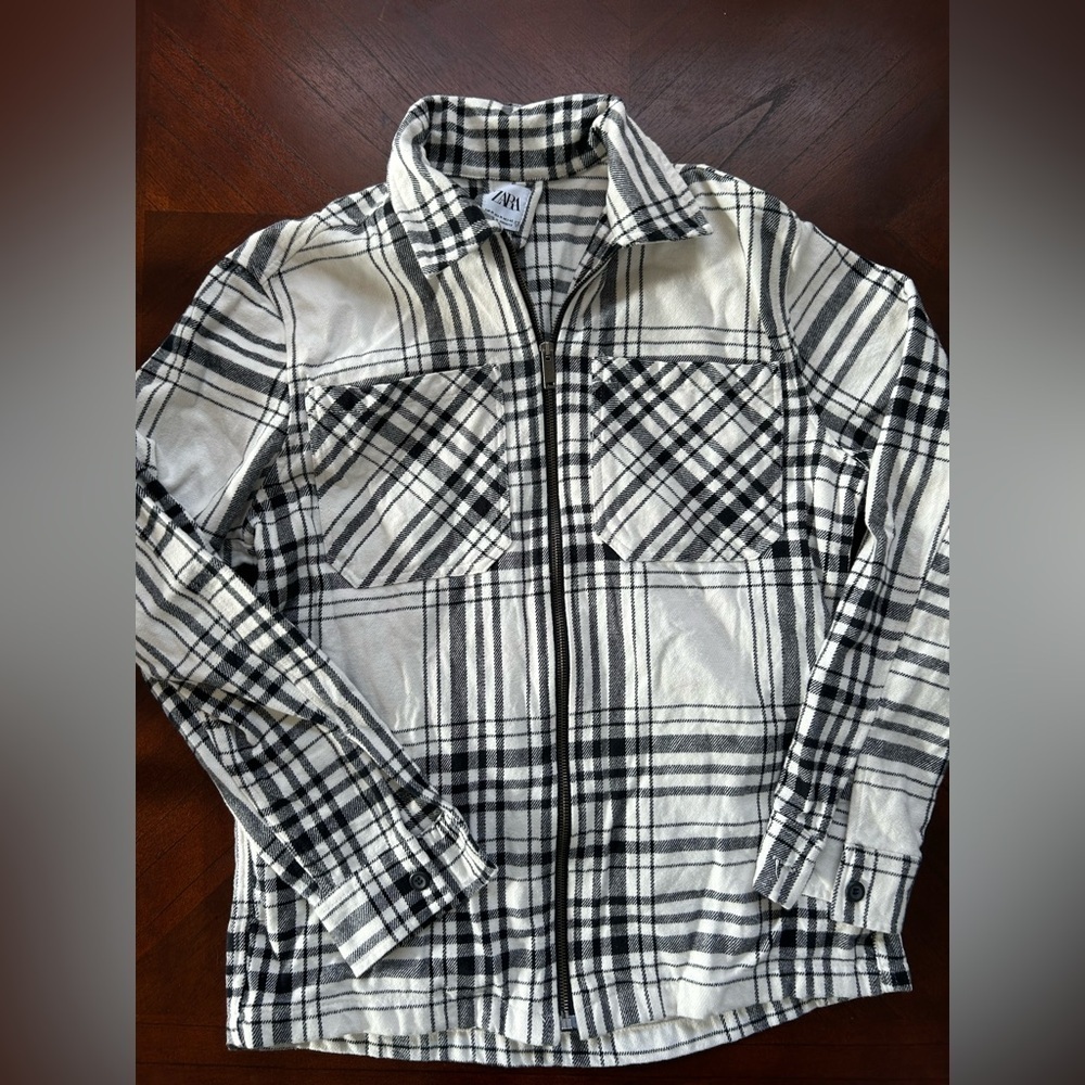ZARA Shirt in Black and Cream SIZE M - Picture 3 of 7